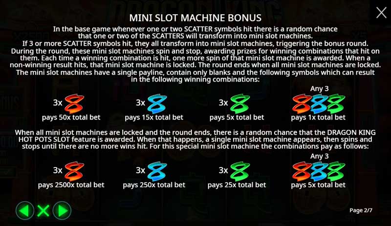 Dragon King Hot Pots slot game mini slot machine bonus